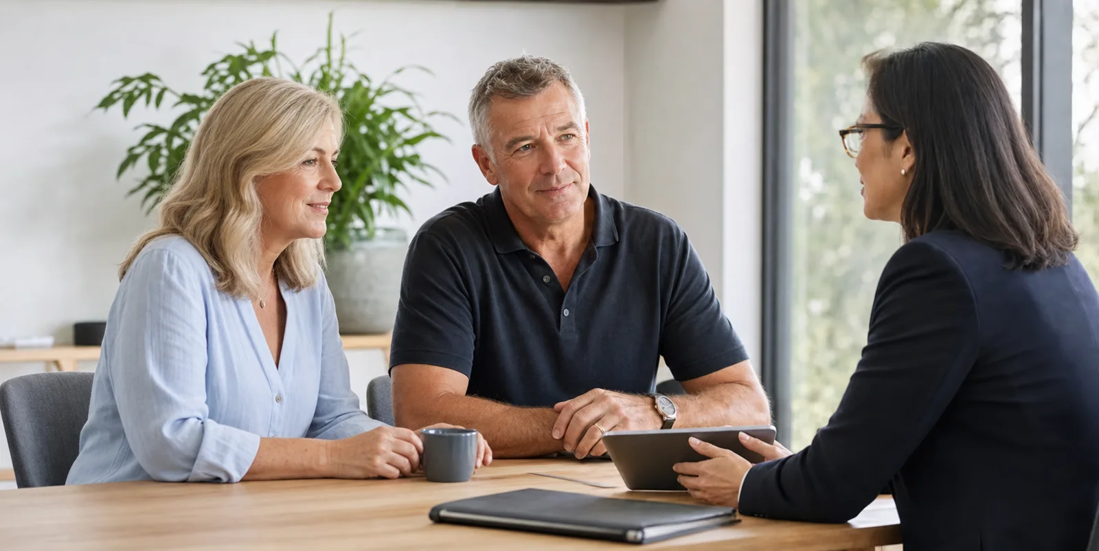 A couple discussing their financial plans with a professional adviser